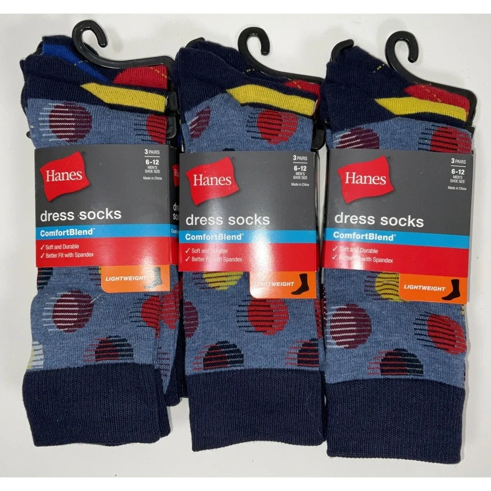 NIP Lot 9 Pairs Hanes Comfort‎ Blend Lightweight Dress Socks Size 6-12